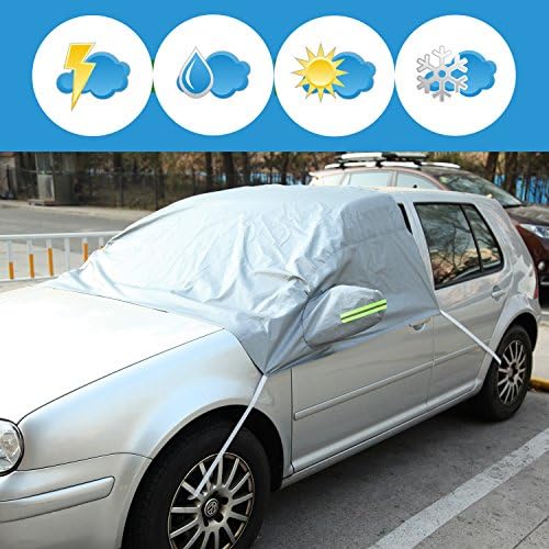 SUNOOM Car Windshield Ice Snow Cover and Frost Wind Dust Proof Sun Shade Protector with Storage Pouch - Ultra Durable Weatherproof Design Fit for Car and Small SUV