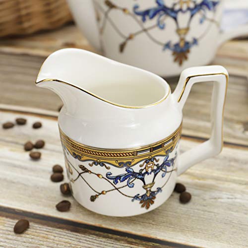 fanquare 15 Pieces Porcelain Tea Sets British Royal Series, Blue Vintage Pattern China Coffee