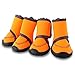 HaveGet Waterproof Dog Shoes Fluorescent Orange Dog Boots Adjustable Straps and Rugged Anti-Slip Sole Paw Protectors for (Small)