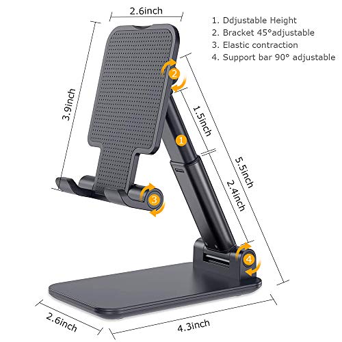 I love e iFecco Universale Supporto Dock, Porta Cellulare da Tavolo Regolabile per Tablet/Telefono Regolabile e Antiscivolo, Supporto Smartphone Compatibile con iPhone, Samsung, Huawei, Kindle (Nero)