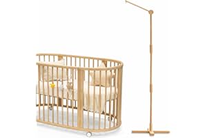 Lanttoe Crib Mobile Arm Wooden Floor Standing - 61 Inches Mobile Arm for Crib|Movable Baby Mobile Hanger|Strong Anti-Dumping 
