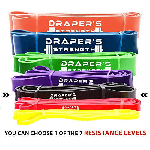 Draper's Strength Heavy Duty Pull Up Assist and Powerlifting Stretch Bands (Single Band or Set) 41-inch #3 Black (10-50 Lbs) 3/4