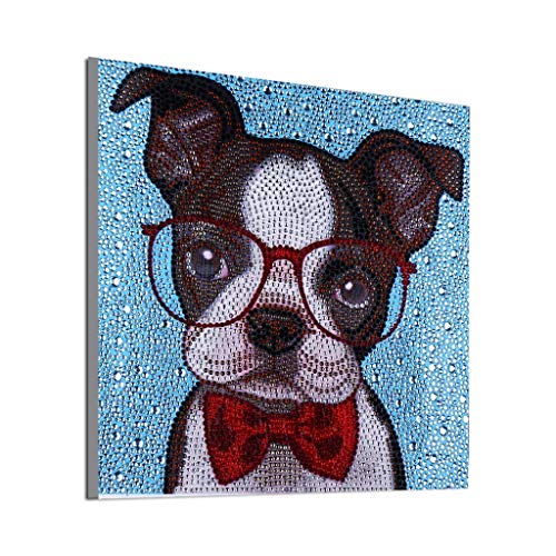 LPRTALK DIY 5D Diamond Painting by Number Kits, Full Round and Special Shaped Drill Cute Pug Crystal Resin Embroidery Dotz Kit Cross Stitch Mosaic Making Supplies Arts Craft for Wall Decoration - Thumbnail 2