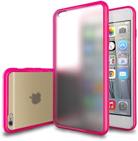 iPhone 6 Plus Case - TekSonic [Candy Series] iPhone 6 Plus Case (5.5) Frosted Clear/Hot-Pink Hybrid Back Cover Case with New Vibrant TPU Color Border for iPhone 6 Plus (5.5 inch) (Hot Pink)