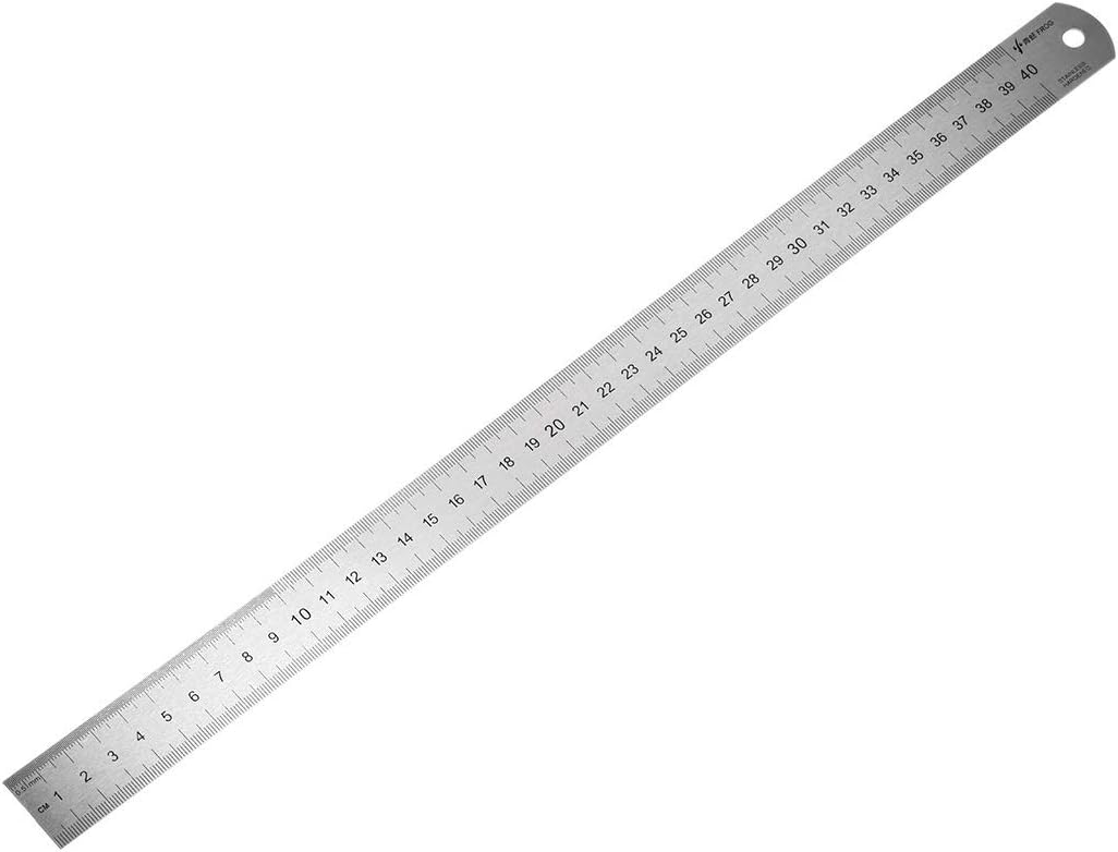 Straight ruler 40cm 16inch stainless steel metric measuring tool with hanging hole Test