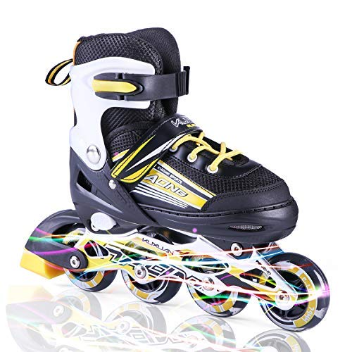 Kuxuan Boys Camo Black & Silver Adjustable Inline Skates with Light up