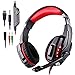 AFUNTA Gaming Headset Compatible Playstation 4 PS4 Tablet PC iPhone 6/6s/6 plus/5s/5c/5, 3.5mm Headphone with Microphone LED Light- Black + Red
