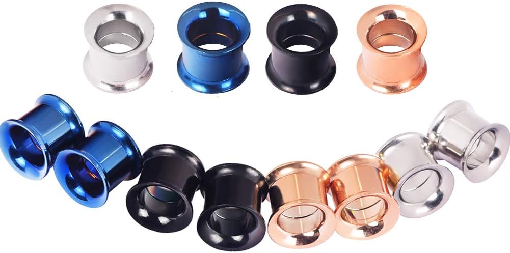 Qmcandy 4 Pairs/ 7 Pairs Stainless Steel Screw Expander Flesh Tunnels Body Piercing Gauges 8g to 1 inch