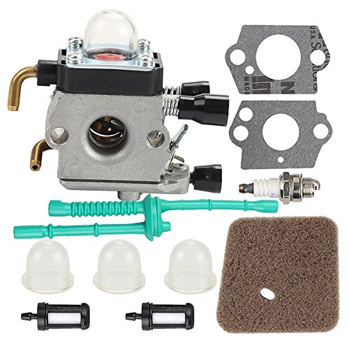 Milttor C1Q-S97 FS38 Carburetor FS55R Air Filter Fit Stihl FS46 FS55 Carburetor FS45C FS45L FS 55R FS55C FS55RC FS55T KM55 KM55C KM55R KM55RC FS46 FS46C Trimmer 4140-120-0619