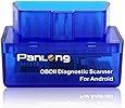 Panlong Bluetooth OBD2 OBDII Car Diagnostic Scanner Check Engine Light for Android - Compatible with Torque Pro