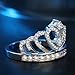 Similanka Rings Women 18K White Gold Plated AAA Cubic Zirconia Princess Crown Ring Girl Gift Wedding Engagement
