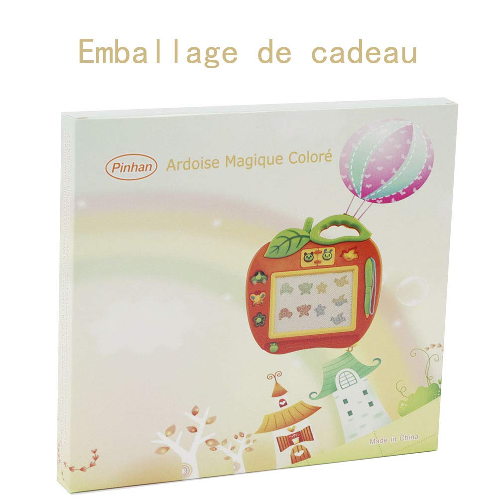 Pomme 25cm X 22cm Ardoise Magique Couleur Petit Format Avec Tampons Jouet Pour Fille Et Garcon 18 Mois Mini Jeux Pour Bebes Et Enfants 2 Et 3 Ans Loisir Creatif Educatif Simple Ardoises De
