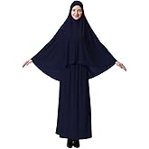 XINFU Muslim Islamic Women's khimar 2pcs Sets Soft Distinctive Prayer Dress Hijab Abaya Suit(10 Colors Available)