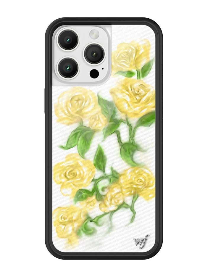 Photo 1 of Wildflower Cases - Compatible with Apple iPhone 16 Pro Max | Protective Black Bumper, 4ft Drop Test Certified, Women Owned Small Business | Yellow Roses - Floral Nature Green Aesthetic Trendy Cute