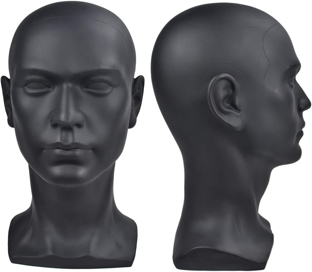 BLTYXT PVC Male Mannequin Head Professional Manikin Training Head for Display Headphone Game Console Hats Wigs Jewellery Glasses Facemask Caps Model Head (L30YH)