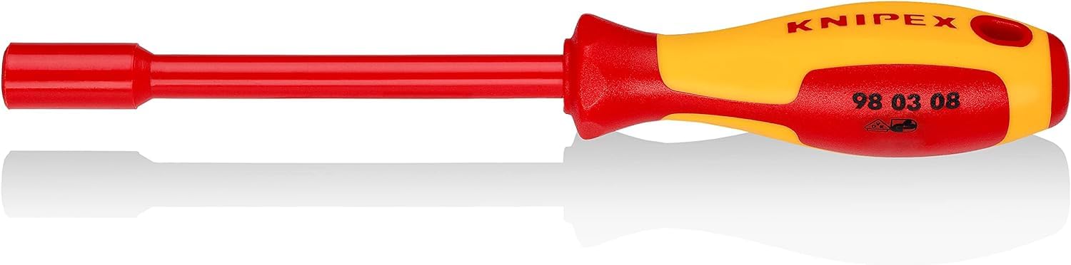 KNIPEX Nut Driver with Screwdriver Handle Insulated with Multi-Component Grips, VDE-Tested 237 mm, 98 03 08