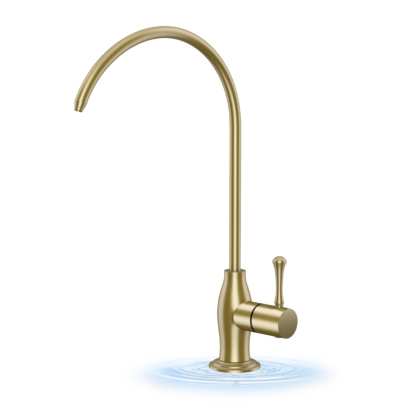 WEWE Vintage Drinking Water Faucet, Lead-Free Stainless Steel Kitchen Water Filter Faucet for Reverse Osmosis System, Non-Air Gap RO Beverage Faucet, Gold Image