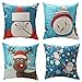 WEYON Christmas Throw Pillow Covers 18 x 18 Inches Santa/Reomdeer/Snowman/Merry Christmas Decorative Sofa Throw Pillow Case Covers Linen Cushion, Set of 4