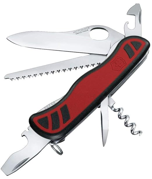 Victorinox Taschenmesser Forester M Grip (10 Funktionen, Hervorragender Griff, Säge, schwarz/) rot