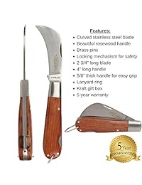 Truly Garden   Cuchillo de jardín plegable. Este cuchillo Hawkbill tiene una hoja curva ideal para cientos de usos. No solo un gran regalo para un jardinero.