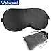 Sleep Mask, WOLVETRAD Blindfold, Gift Carry Pouch Included Natural Silk Super Smooth Eye Mask for sleep with Adjustable Strap (Large, Black)