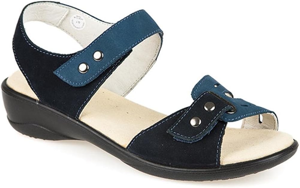 Pavers Ladies Leather Wide Fit Sandal 305 099 Navy Size 9 Amazon.co