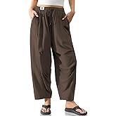 TARSE Women’s Linen Casual Pants Loose Fit Drawstring Waist Straight Leg Trousers Beach Travel Vacation Clothes with Pockets