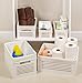 Large Wooden Crate for Storage - Decorative Wood Storage Boxes for Home Books Clothes Toys, This wood crate box / Basket / Bin Organizer is Lined with Machine Washable Soft Linen Fabric - White, Large