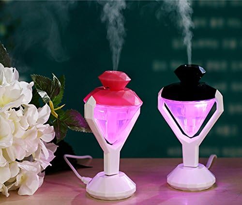 WQWLd Mini USB Portable Detachable Travel Home/Car Diamond Shape Air Humidifier Atomizer Aroma Diffuser Purifier With LED Night Colourful Light (Red)