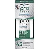 KINeSYS Pro Sport Clear Mineral Sunscreen Stick SPF 45 | SPF Stick Sunblock for Adults & Kids | Broad Spectrum Sun Protection | Water Resistant Travel Size Sunscreen for Face, Body & Vacation | 0.5 Oz