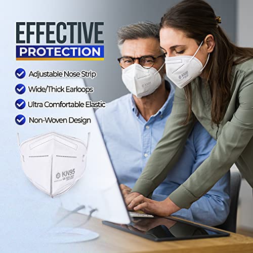 40Pack KN95 Face Mask, Ear Loop Extender Clip, Nose Foam, 95