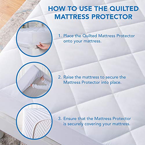 image for CALM NITE Waterproof Quilted Mattress Protector Full Size Ultra-Soft, 