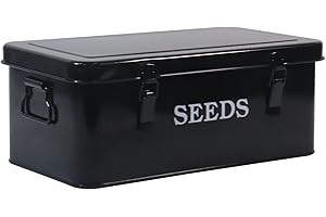 Xbopetda Seed Saving Box, Metal Seed Bin, Seed Storage Organizer Box, Seed Packet Container with Lid, Seed Envelope Storage B