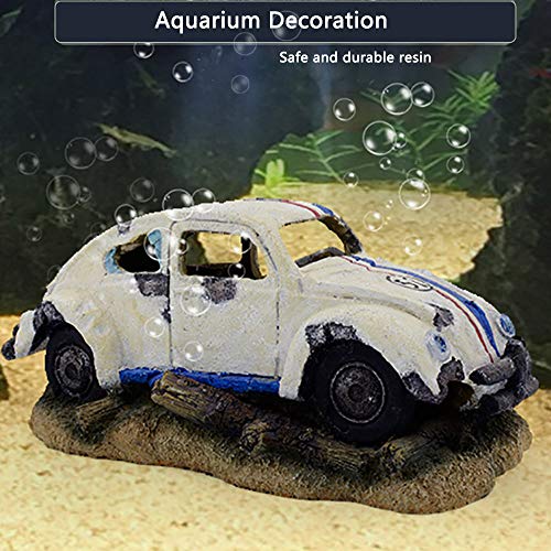 capetsma Aquarium Decorations, Imitation Wreck Car Resin Ornament for Air Stone Bubbler Oxygen Pump Providing dissolved Oxygen, Perfect Fish hideouts, Terrarium,Pond Fish Tank Decor