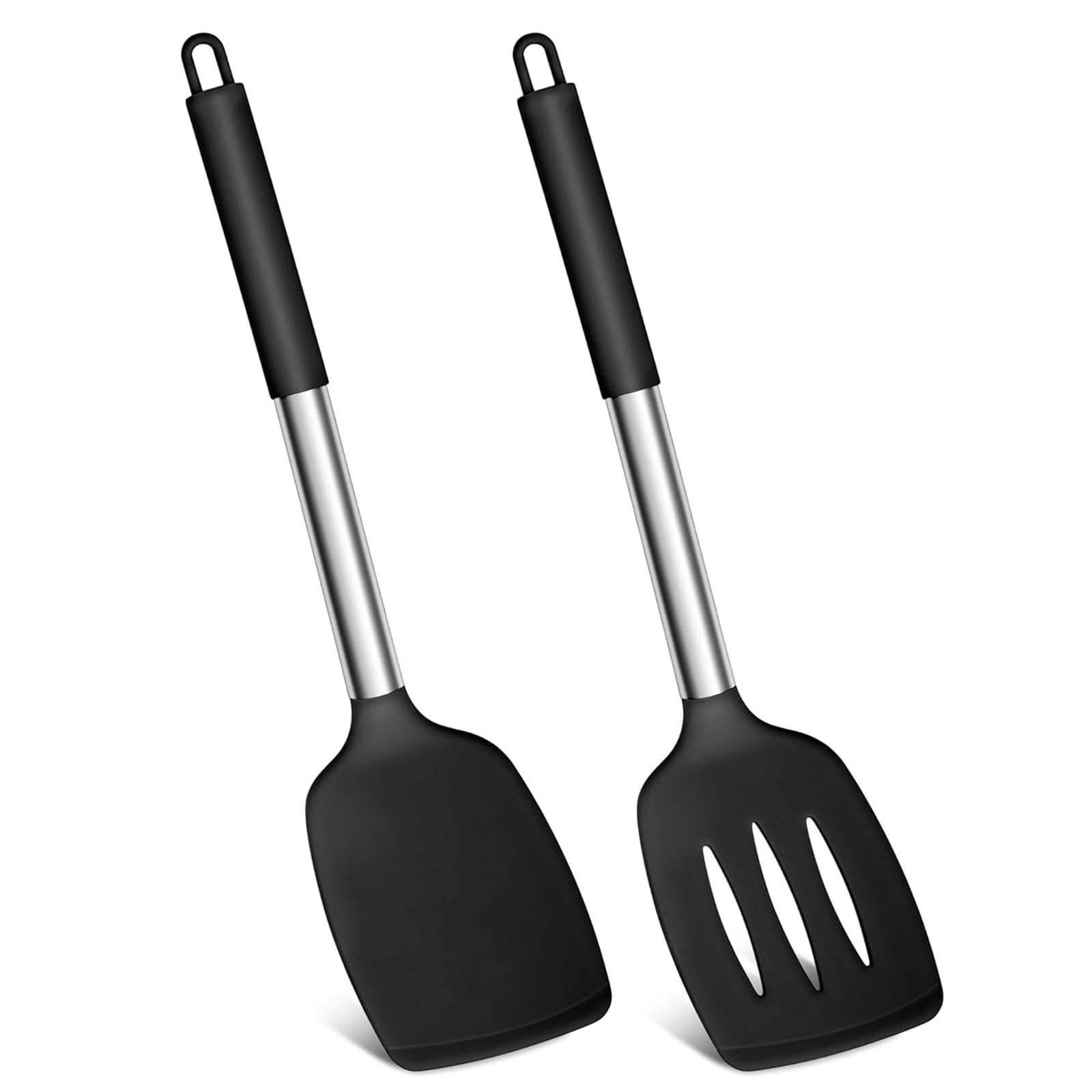 NUDFSY 2Pcs Spatula, Chef Specific Silicone Spatula, Heat Resistant Kitchen Spatulas for Cooking, Non Stick Seamless Fish Slice, Kitchen Utensils Ideal for Fish, Eggs, Pancakes, 2311QW033