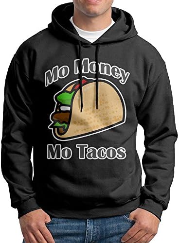 ChenXA Men's Mo Money Mo Tacos Long Sleeve Pullover Hooded Sweatshirt Black Size XXL