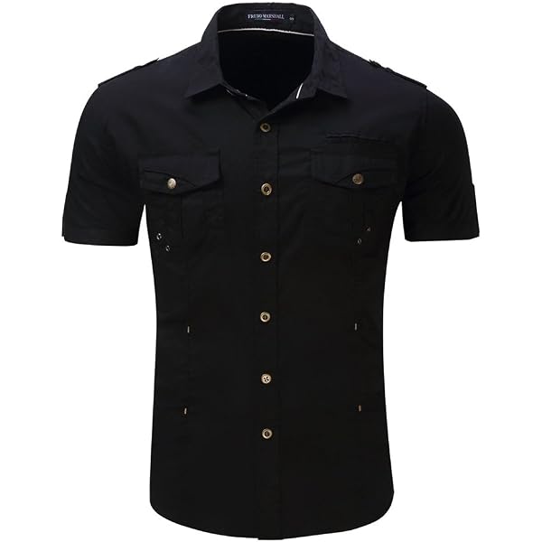 Amazon.com: FREDD MARSHALL Men's Short Sleeve Button Cargo Shirts Black  Small : Clothing, Shoes & Jewelry