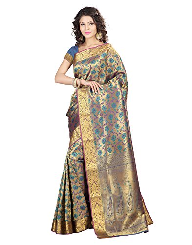 Janasya Women's Rama Kanchipuram Art Silk Brocade Saree