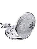 Mudder Silver Quartz Pocket Watch Stainless Steel Pocket Watch with Chain