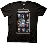 Doctor Who 50 Years, 11 Doctors Tardis Black T-shirt (Large, Black), Online Clothing Store