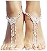 2 Pieces Women's Foot Chain Barefoot Sandals Beach Wedding Jewelry Anklet with Rhinestone Toe Ring