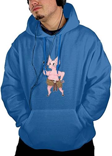 Poii Qon Ridiculous Sweater Hooded With PocketsThe Fierce and Lovely Pig Pullover For Man