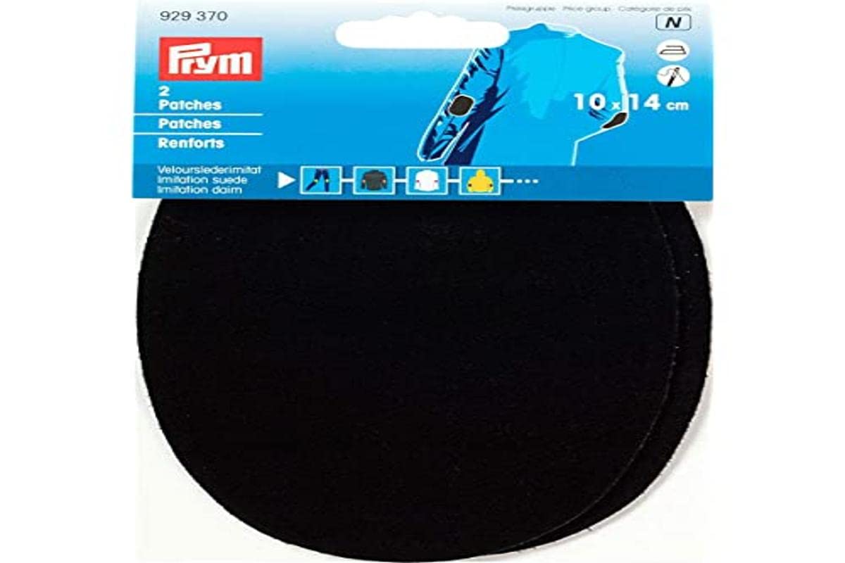 Prym 14 x 10 cm 2-Piece Imitation Suede Patches for Ironing/Sewing-On, Black