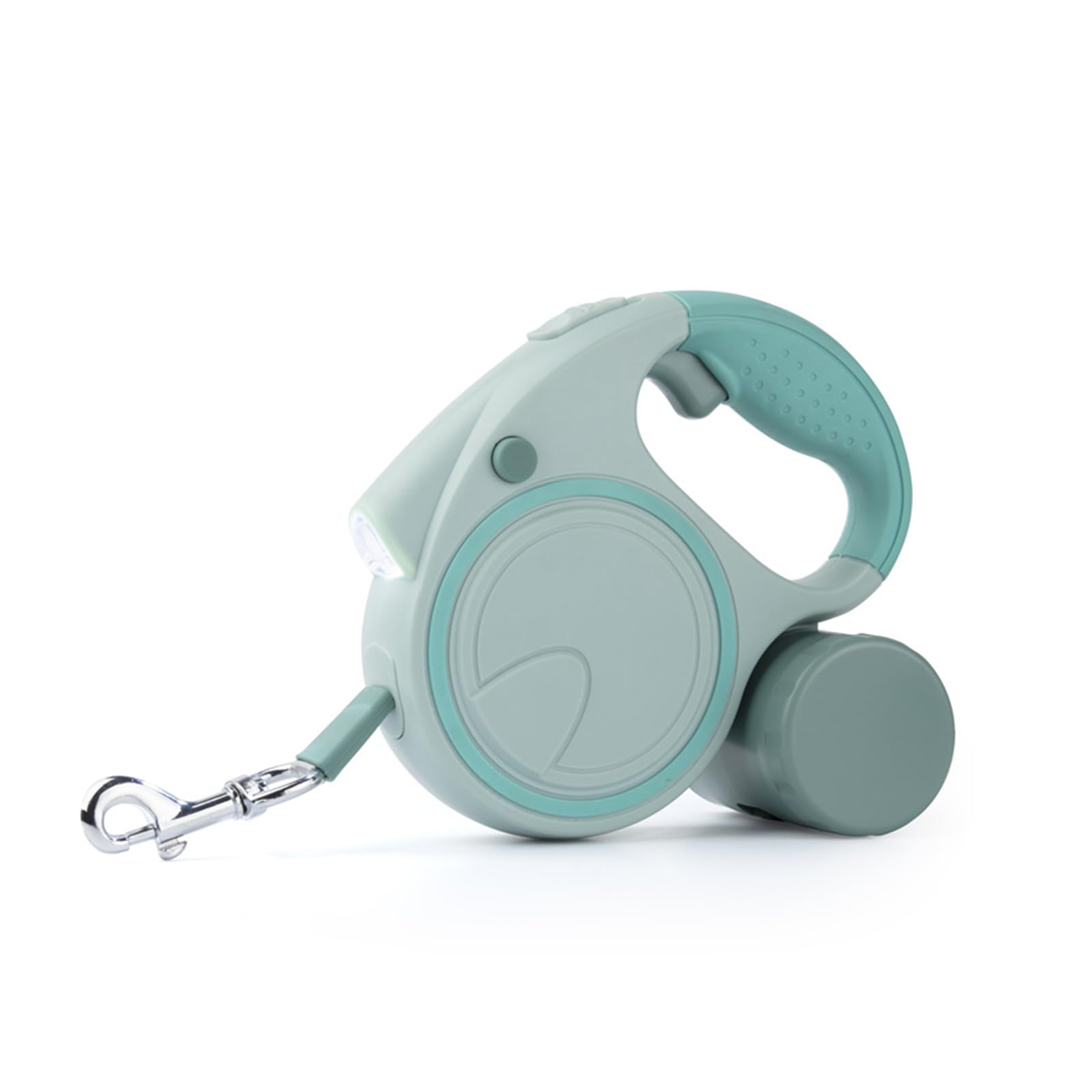 Retractable Dog Lead with LED, Extendable for Small & Medium Dogs Up to 25Kg, Anti-Slip Handle & Detachable Poo Bag Holder (Green)