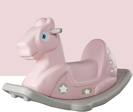 Amazon Co Jp Frf トロイの木馬 子供の厚いプラスチック揺り木馬のおもちゃ 子供の小さい木の馬車の赤ん坊の揺り木馬のおもちゃ Color Pink Size x30x48cm ホーム キッチン