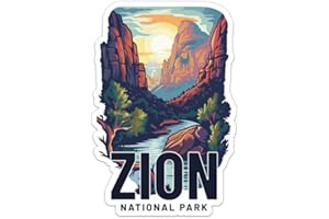 Generic Retro Zion National Park Sticker - Waterproof Vinyl Decal for Car Bumper, Laptop, Water Bottle, Luggage, Wall, Window, Sticker Size - 8'' Longer Side