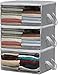 Simple Houseware 3 Pack Foldable Closet Organizer Clothing Storage Box with Clear Window, Grey primary