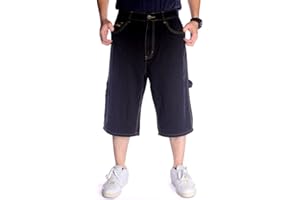 Kinghua Baggy Jean Shorts for Men Casual Loose Fit Hip Hop Skateboard Denim Shorts