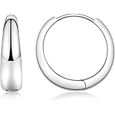 Monkton Huggie Earrings S925 Sterling Silver Small Hoop Earrings - 15mm Chic Lightweight Hypoallergenic Women's Jewelry