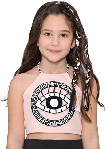 Lanoosh Girls' Sleeveless Halter Crop Top 4-5 XS Pink